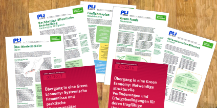 Das Bild zeigt die Titel der Publikation zur UBA-Studie zum Übergang in eine Green Economy.