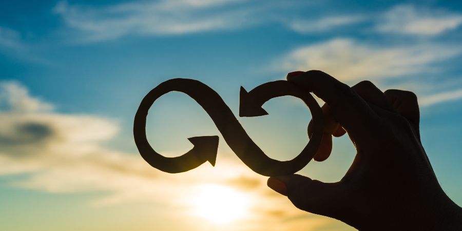 Das Bild zeigt eine Hand, die ein Unendlichkeitszeichen in der Hand hält.