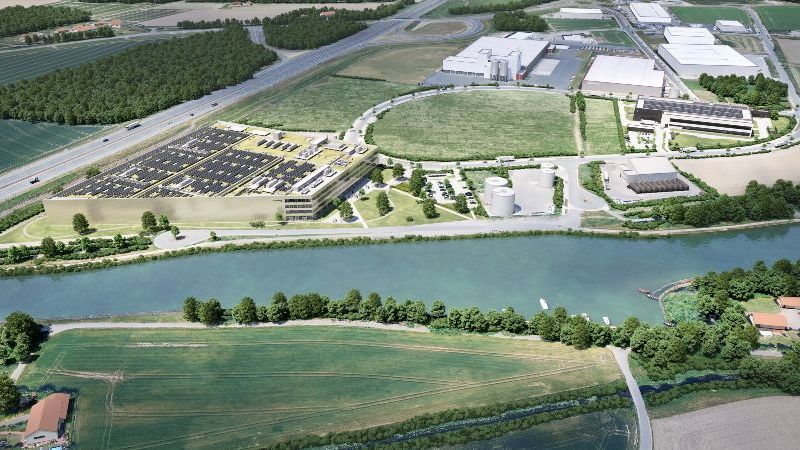 Das Bild zeigt eine Animation der fertig gebauten Forschungsfertigung Batteriezelle (FFB) in Münster.