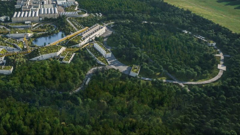 © Copyright by Facility for Antiproton and Ion Research in Europe GmbH (FAIR GmbH) Das Bild zeigt eine Luftaufnahme des Teilchenbeschleunigers.