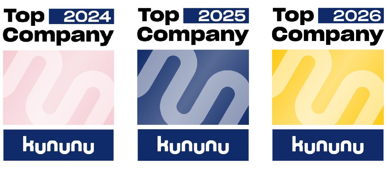 Auf dem Bild sind die Top-Company-Siegel vn 2024 und 2025 zu sehen.
